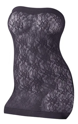 ORION Kleid - Spitzenkleid für Frauen, verstellbar, floraler Netz-Look, schwarz