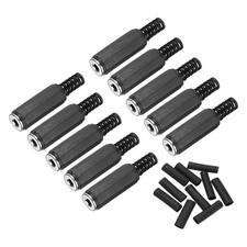 10Set 1/8" TRS Stereo Audio Female Plug 3.5mm 3 Pole Solder Jack Cable Connector