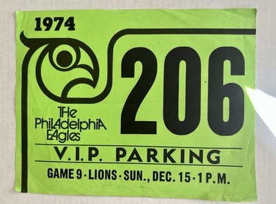Philadelphia EAGLES vs Lions VINTAGE 1974 VIP PARKING PASS VETERANS STADIUM  
