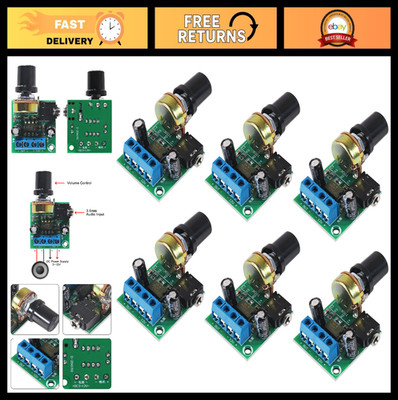 6Pcs Mini Power Amplifier Board 10W Audio Module DC 3-12V Volume Control