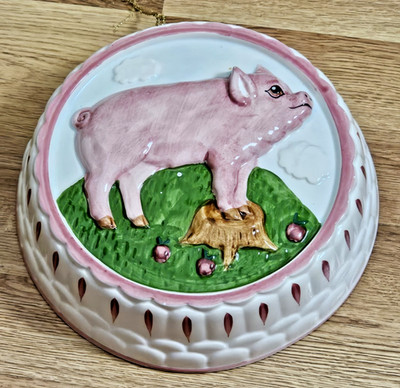 By Andrea West for Sigma 9'' Ceramic Country Style  Pig Jello Mold Wall Plaque