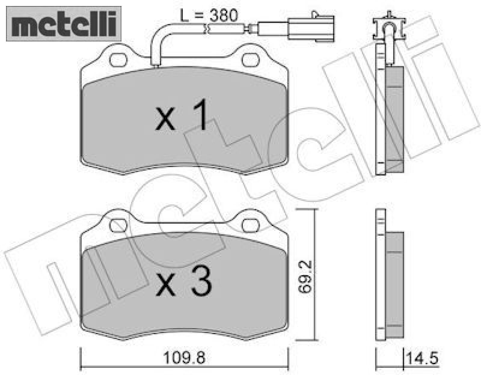 metelli 22-0251-8 Bremsbelagsatz für Scheibenbremse Bremsbelagsatz