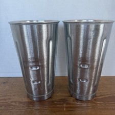 2 Vintage EDWARD DON & CO STAINLESS Mixer SHAKE Blender Cups  Rare 7” tall