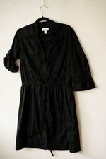 Ann Taylor LOFT dress 10 basic black button up midi shirt office career casual