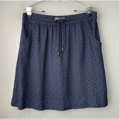 Eddie Bauer Drawstring Skirt Size Medium Blue Batik Summer Casual Coastal Chic