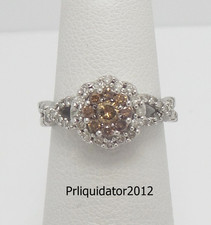 1/2CT Natural Champagne Diamond Anniversary Wedding Bridal Ring 14K White Gold