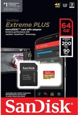 SanDisk Extreme PLUS 64GB MicroSDXC Memory Card with Adapter Speed 200MB/s