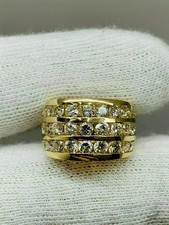 14K Yellow Gold Plated 2Ct Round Cut Lab Created Diamond Men's Wedding Band Ring