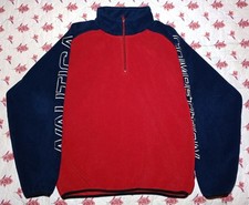 Nautica Men's Sweater Large Pullover Nautica Competition On Sleeve Red/Navy/Wht