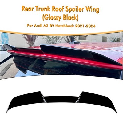 Rear Trunk Roof Spoiler Wing Kit For Audi A3 8Y Hatchback 2021-2024 Gloss Black