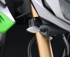 R&G Racing Black Front Indicator Adapter Kit For 2014-2017 Kawasaki Ninja 250SL
