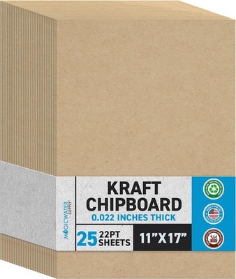 MagicWater Chipboard Sheet for DIY Projects - 11x17 Inch -25 Pack - 22 pt - H...