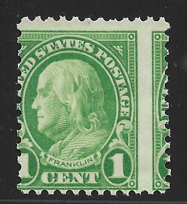 * U.S. #632  .01c  EARLY  FRANKLIN  ISSUE   MISPERF  MINT  NEVER  HINGED  NICE *