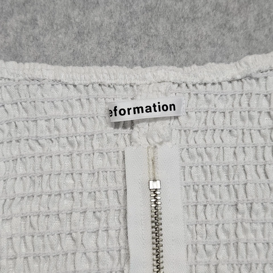 Camisa de lino manga corta Reformation en blanco talla 4 Top Foto 3 de 4