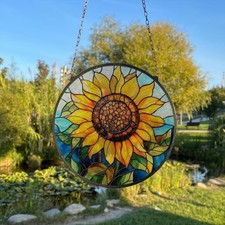 Sunflower Stained Glass Style Wall and Window Decoration, Wall Art,
