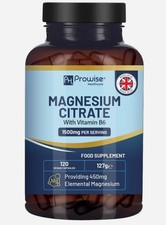Magnesium Citrate 1500mg with Vitamin B6 | 120 Vegan Capsules | High Strength