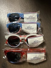 4th of July Patriotic Adult Sunglasses Lot of 4   USA Flag Red White Blue UV