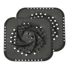 2Pcs Square Drain Cover 5.7  Inch Shower Hair Catcher Black