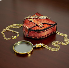 Vintage Magnifier Set of 2 MONOCLE PENDANT/Necklace Magnifying Glass 36" Chain