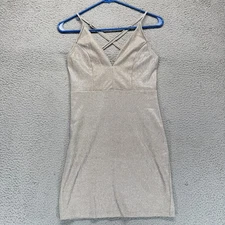 San Joy Womens Shimmering Silver Glam Strappy Crisscross Bodycon Dress Size S