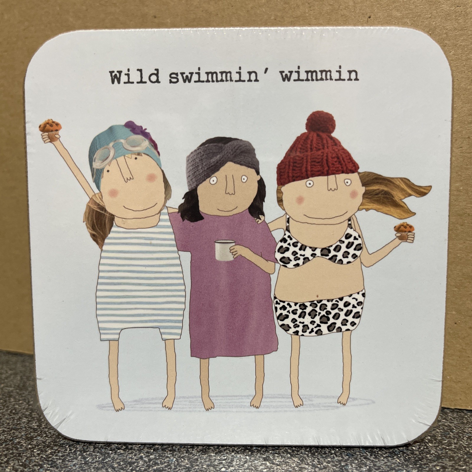 Funny ‘Swimmin Wimmin’ Cork Backed Coaster - 10 x 10 cm Rosie Made A Thing