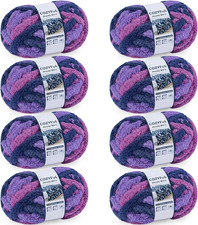 Jumbo Chunky Chenille Yarn #10 Hand Knitting Crochet 8 Skeins Tie Dye Purple