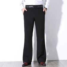 Formal Men Stretch Pants Bell Bottom Flared Pants Slim Business Bootcut Trousers