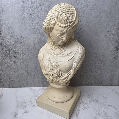 1976 Draped Veil Female Bust Sculpture by Alva Studios - Alva MuseumReplicas Inc
