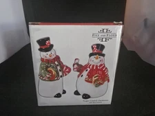 2008 Fitz And Floyd Sugar Coated Christmas Salt And Pepper Shakers 