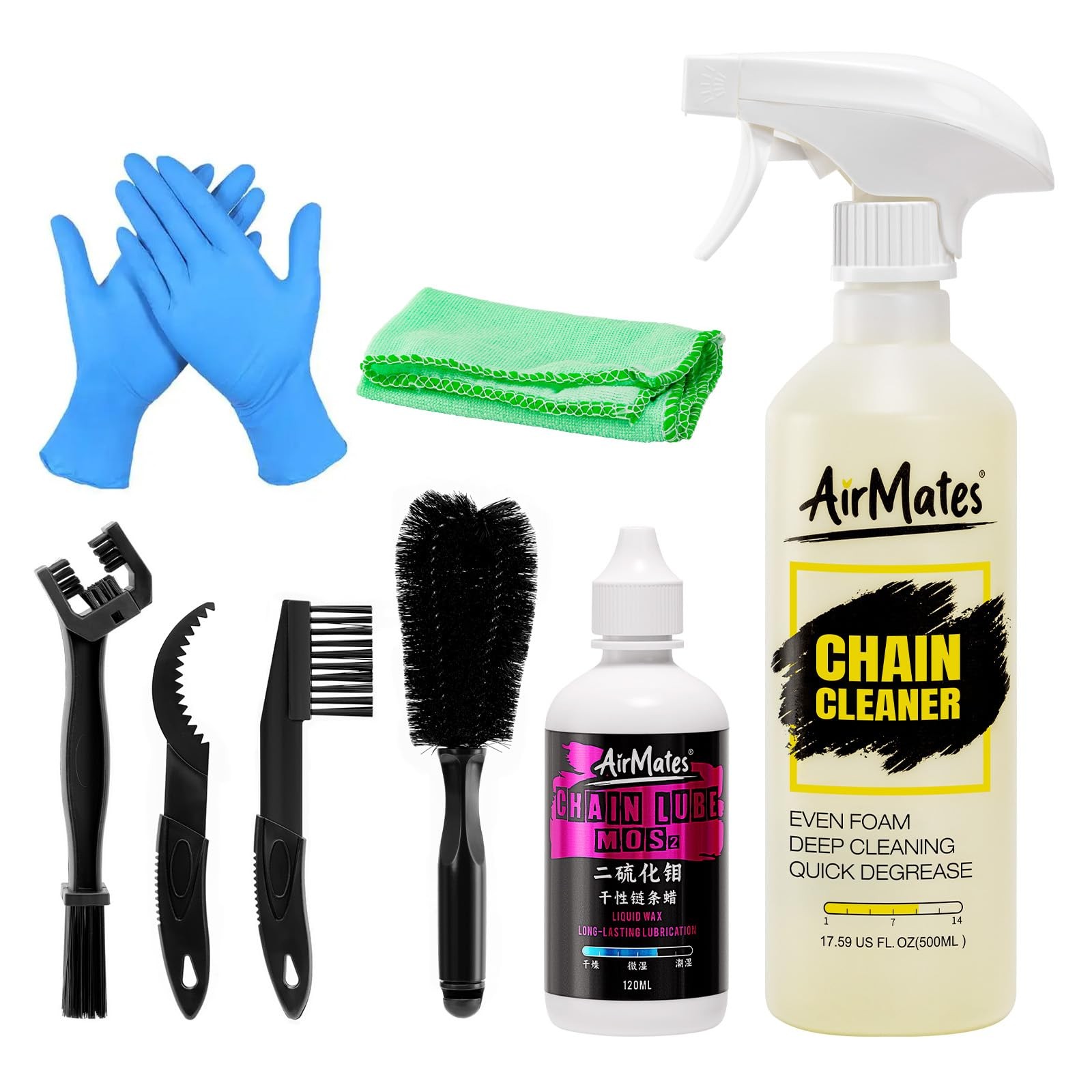 Airmates Bike Chain Cleaning Kit with Degreaser and Brush