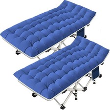 2 Pack Camping Cot with Mattress Comfortable Cot Bed Folding Cot Heavy Duty Cots