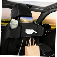 7-In-1 Car Seat Back Organizer with Cup Holders, Tissue Box, Garbage Black