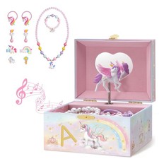 Lolalet Unicorn Musical Jewelry Box for Girls A(Box with Jewelry), Pink