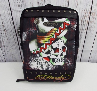 Ed Hardy Large Backpack -Mi Vida Loca- Tattoo Print -Laptop Pocket NEW.