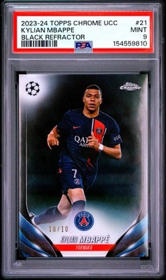 2023-24 TOPPS CHROME UEFA CLUB COMPETITIONS #21 KYLIAN MBAPPE 10/10 PSA 9