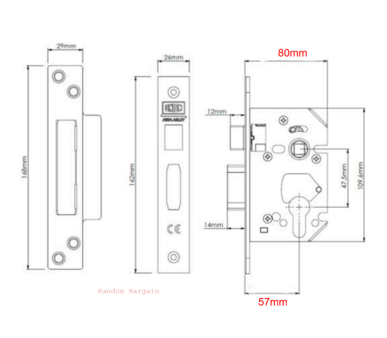 Union StrongBOLT 80mm (3"") Euro profile cylinder Sashlock Satin Stainless