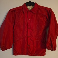 Vtg Youth S Speedline Athletic Wear Red Satin BIG BIRD Jacket Lined Button Retro