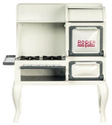 Puppenhaus Vintage Weiß & Grau Roper Range Ofen 1:12 Küchenmöbel