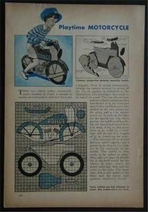 Wooden Police Motorcycle Ride-on 1946 How To build PLANS