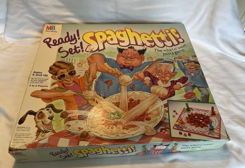 VINTAGE READY! SET! SPAGHETTI! 1989 Milton Bradley Board Game 100% COMPLETE