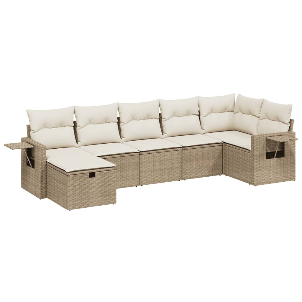 Garden Sofa Set Beige Poly Rattan Large Modular Garden Sofa Set