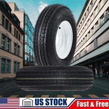 2pcs 6ply Trailer Tire On Rims 4.80-8 480-8 4.80x8 Tires 5 Lug White Wheels Tire