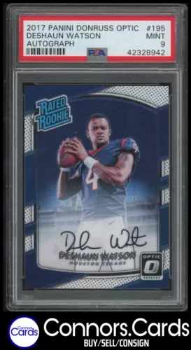 CB Deshaun Watson Auto PSA 9 2017 Donruss Optic #195 Rated Rookie /150