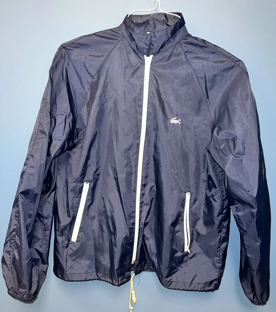 Alligator Lacoste Windbreaker Jacket Nylon Blue Zip Up Size Medium