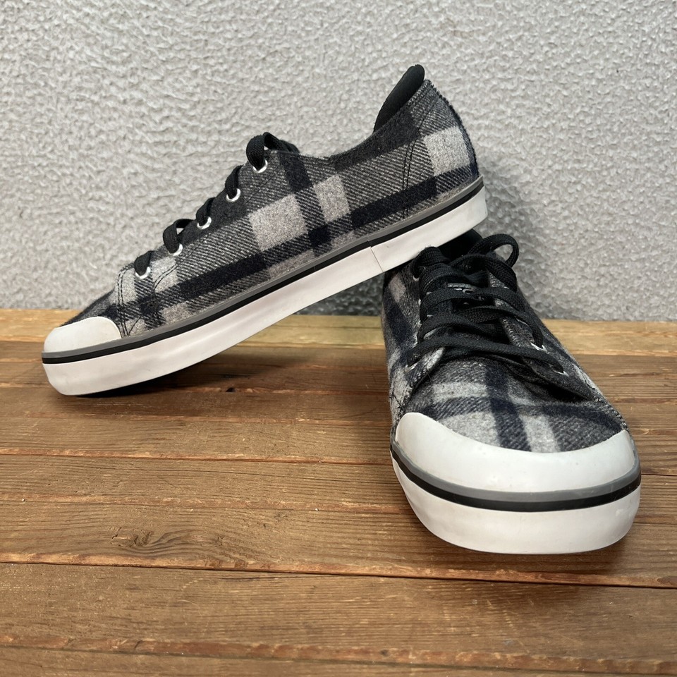 Keen Shoes Womens 10 Black Gray Plaid Wool Elsa III Sneakers Preppy