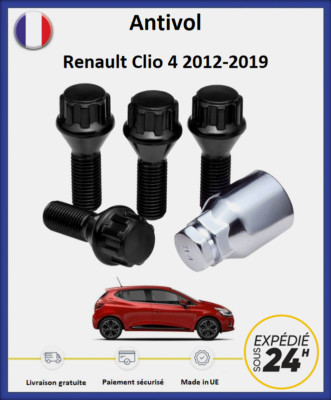 BIMECC 4x Antivol-Radmuttern Schwarz für Renault Clio 4 2012-2019 12mmx1,5