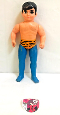 Nakajima Tiger Mask Figure Sofvi Yellow Soft Vinyl Doll 9.8 in Naoto Date 1970s