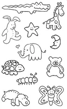 Mrs. Grossman's Giant Stickers - Pen & Ink Stuffed Animals - Giraffe - 2 Strips