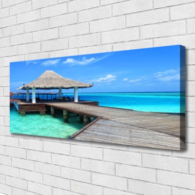 Tableau Sur Verre 125x50 Cm – Impression Architecture, Pont, Mer, Ville, Moderne