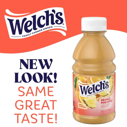 (4 pack) Welch's Orange Pineapple Juice Drink, 10 fl oz On-the-Go Bottle, US - Picture 4 of 8
